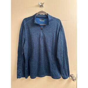 PGA Tour Mens Blue‎ Black Quarter Zip Pocket Pullover Sweater Golf Active Medium